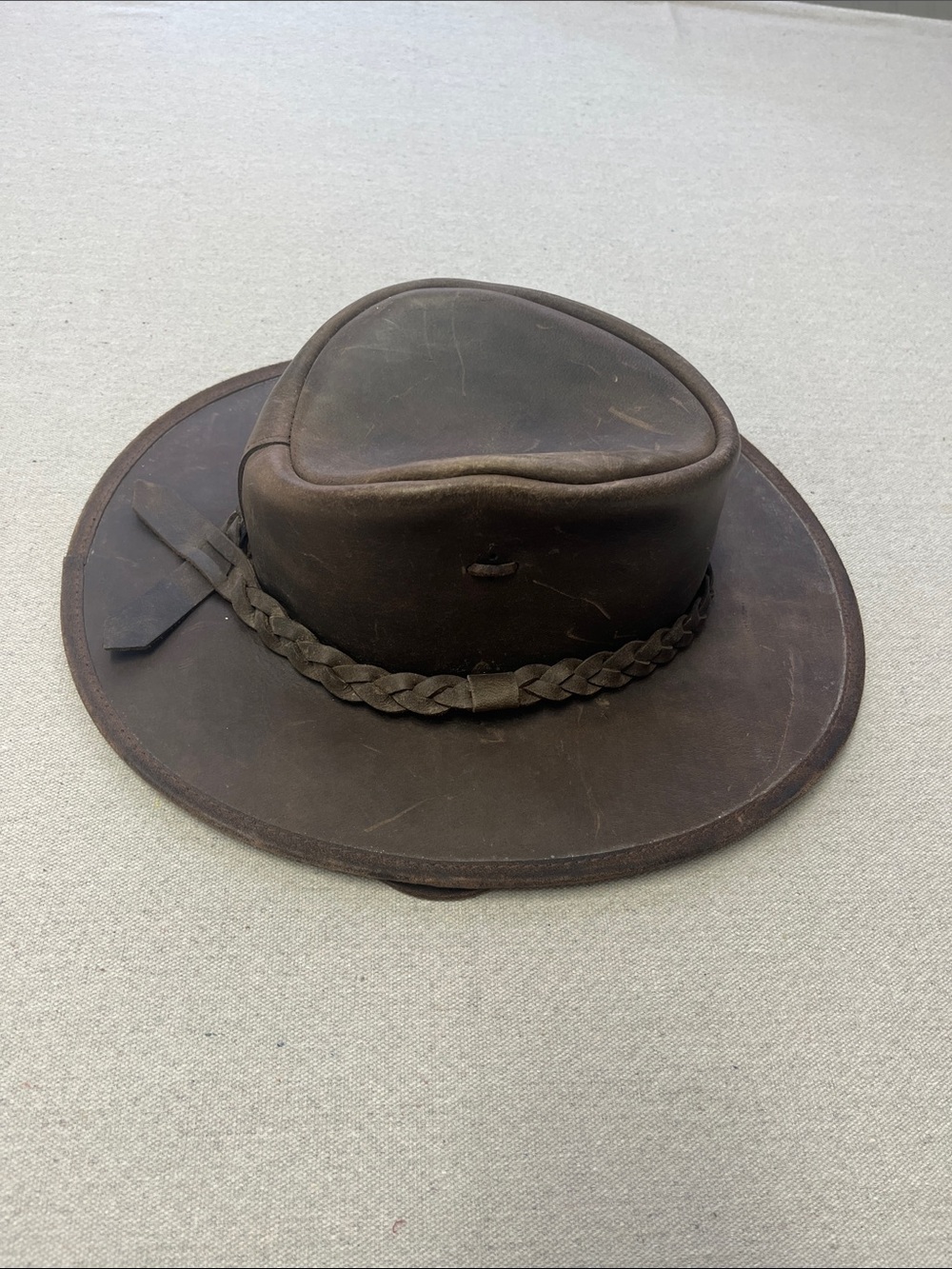 Down Under Australia Brown Leather Outback Cowboy Hat Size Small - Picture 3 of 16